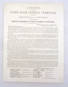 1864 Address of Union State Central Committee Constitutional Amendment -Soldiers - Picture 1 of 9