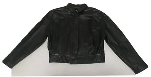 Vintage Cedars Petites schwarz Leder Reißverschluss vorne Größe Small Motorradjacke - Bild 1 von 10