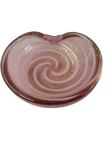 Murano Pink Swirl Bowl with Gold Aventurine Lattimo Barbini - Picture 1 of 23