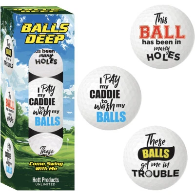 Balls Deep Novelty Golf Balls - Bachelorette Party Adult Naughty Gag Gift - Image 1 of 3