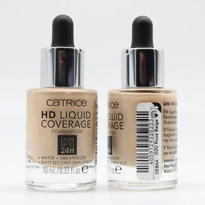 2x Catrice HD LIQUID COVERAGE FOUNDATION lasts up to 24h 2x 10ml 020 Rose Beige - Bild 1 von 3
