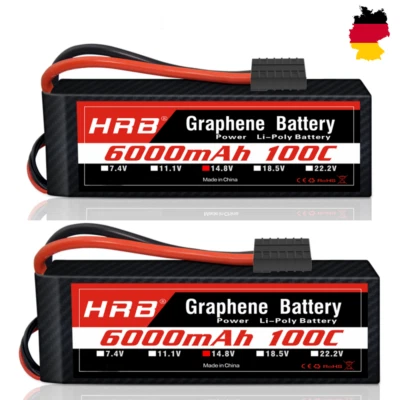 2Stück 4s 14,8V HRB 6000mAh Lipo Akku TRX  für RC Hubschrauber Auto LKW Flugzeug - Bild 1 von 4