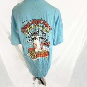 Camiseta grande Girlie Girl Originals para mujer azul Chicekn pepita Dippin nueva sin etiquetas - Imagen 1 de 6