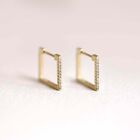 0.50Ct Round Simulated Diamond Square Huggie Hoop Earring 14k Yellow Gold Plated