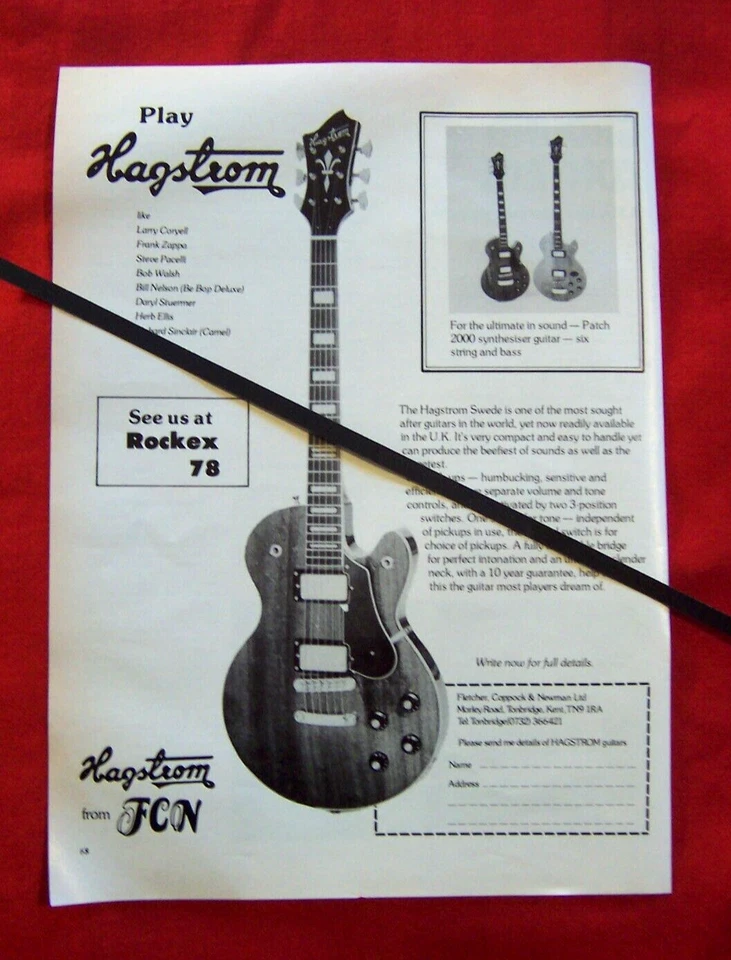 HAGSTROM SWEDE GUITAR 1978 ORIGINAL VINTAGE ADVERT - Image 1 of 1