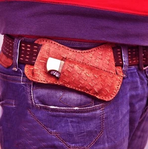 GENUINE LEATHER ENGRAVED CUSTOM HANDMADE SHEATH FOR FOLDING BLADE KNIFE EDC 1560 - Picture 1 of 6