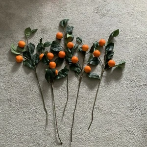 Set of 5 Faux Tangerine Mandarin Orange Branches Fruit Tree Stems Picks Target - Picture 1 of 16