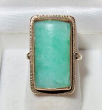 Chinese ? Vintage 14K Gold Ring w/ 21mm Green JADEITE Jade (7.4 grams, size 5.5)