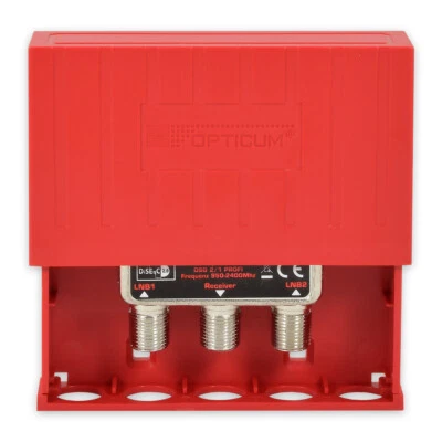Opticum DiSEqC Schalter 2-1 Umschalter 2 Satelliten Wetterschutz Switch HDTV HD - Bild 1 von 4