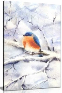 Winter Robin In The Snow Canvas Wall Art Picture Print - Picture 1 of 5