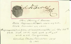 One Of A Kind!! “The Dawes Act" Henry Dawes Clipped Signature With Fingerprint - Picture 1 of 1