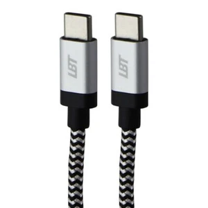 LBT (10-Ft) Usb-C To Usb-C Luxe Tressé Câble - Noir/Blanc/Argenté - Photo 1 sur 1