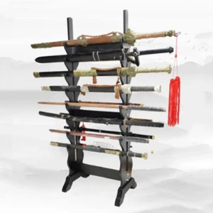 Samurai Schwertständer aus Holz 16-lagiger Kleiderbügel mit großem Display - Bild 1 von 10