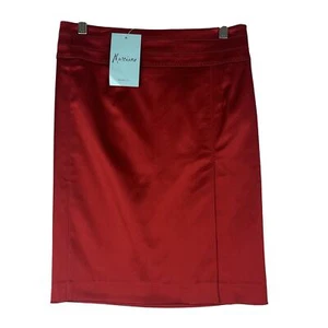 Marciano Pencil Skirt Satin Gypsy Red Size 2 Stretch Slit NWT - Picture 1 of 9