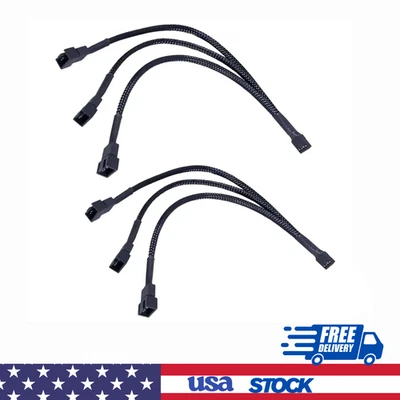 2 Pack 3 Way 4 Pin Pwm Fan Splitter Cable, PC Fan Splitter 1 to 3 Converter CA P - Image 1 of 4
