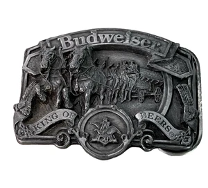 Vintage Budweiser "King Of Beers" Clydesdales Gürtelschnalle Zinn Made In USA - Bild 1 von 7