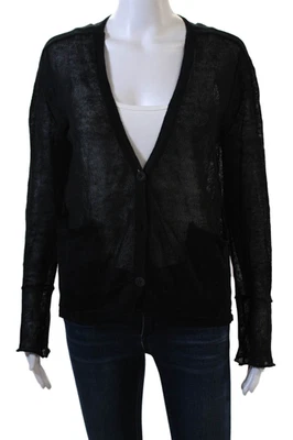 Cárdigan Inhabit Mujer 100% Lino Negro Cuello en V Botón Manga Larga Talla S Foto 1 de 4