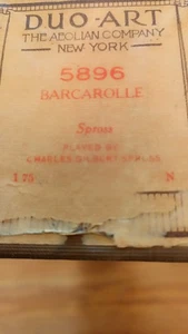 DUO-ART THE AEOLIAN COMPANY NEW YORK PLAYER PIANO ROLL 5896 BARCAROLLE SPROSS - Picture 1 of 5