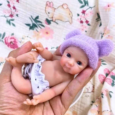 15CM Mini Bettie Full Solid Silicone Reborn Baby Doll Washable Body Girl Adorabl - Image 1 of 4