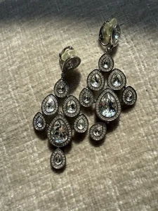 Vintage Signed Swarovski Dangling Clip-on Earrings - Picture 1 of 6