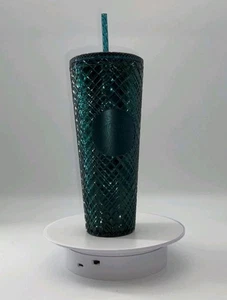 Starbucks Holiday 2021 Emerald Green Jeweled Venti 24 oz Cold Tumbler Cup Xmas - Picture 1 of 5