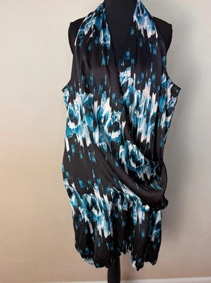 Vestido Derek Lam Design Nation XL Azul Negro Burbuja Dobladillo Envolventes Vestidos Sin Mangas Foto 1 de 4