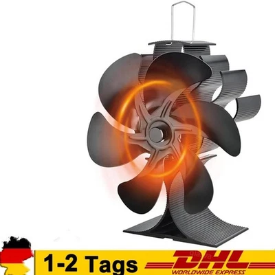 MARKENLOS Xmasneed Kaminventilator 6 Flügel Ofenventilator Ohne Strom Leiser Betrieb