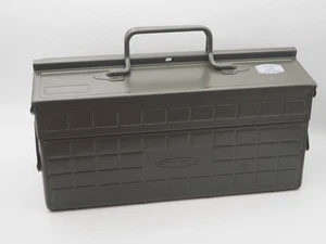 TOYO Steel 2 Stage Tool Box ST-350MG Military Green Storage Case No Box Japan - Picture 1 of 5