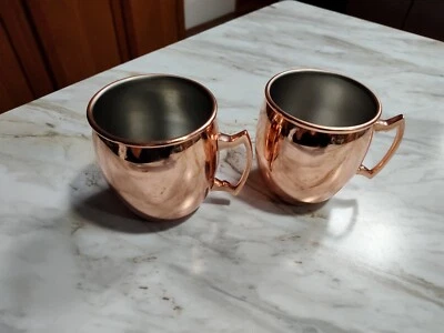 Juego de 2 tazas Moscow Mule de cobre y acero inoxidable con asas de latón Foto 1 de 4