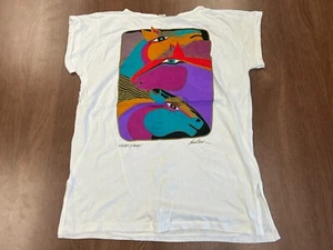 CAMISA MUJER LAUREL BURCH VINTAGE TALLA ÚNICA CABALLOS SALVAJES DE FANTASÍA AÑOS 90 ARTE NOS - Imagen 1 de 9