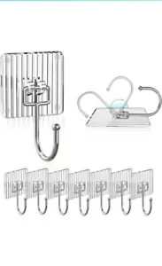 Paquete de 8 ganchos adhesivos acrílicos para colgar resistentes transparentes - Imagen 1 de 7