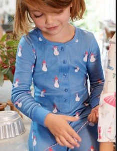 Mini Boden girls all in one pajamas 3 4 5 6 7 8 9 1011 12 13 years snowmen - Picture 1 of 3