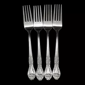 4 Dinner Forks - 7 1/2" Queen's Fancy Pfaltzgraff International Silver - Picture 1 of 4