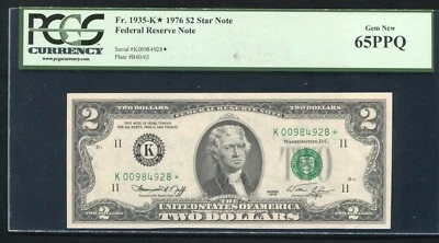 FR. 1935-K* 1976 $2 *STAR* FRN DALLAS, TX PCGS GEM UNCIRCULATED-65PPQ - Image 1 of 2