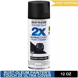 Rust-Oleum 334020 Painter's Touch 2X Ultra Cover Spray Paint, 12 oz, Flat Black - Picture 1 of 11