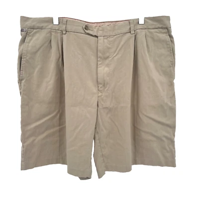 TOMMY BAHAMA 男式 40 码棕褐色米色丝绸混纺打褶连衣裙高尔夫短裤 — 第 1/4 张图片