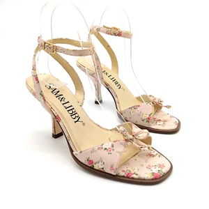 Sam & Libby Vintage Y2K Open Toe Strappy Heels Size 6 New Pink Floral Coquette - Picture 1 of 8