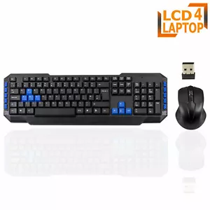 2.4GHz Wireless Keyboard And Mouse Combo Set UK Full-Size & USB Dongle PC Laptop - Picture 1 of 10