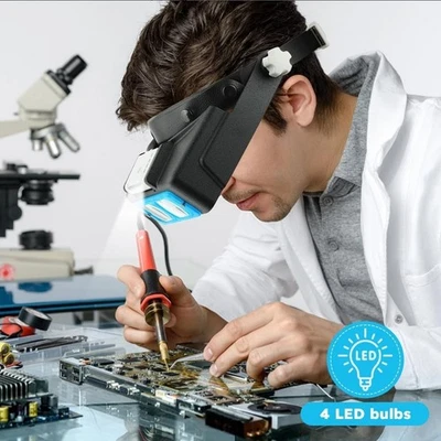 Headband Magnifier with Light,Rechargeable Magnifying Glasses for Close Work,1.5 - Image 1 of 4