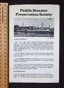 Paddle Steamer Preservation Society & Freshspring Steamship Society pamphlets - Foto 1 di 5