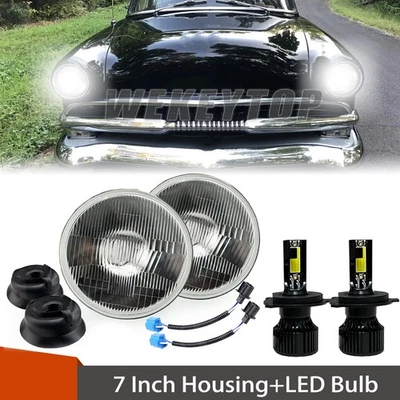 2pcs 7" Round LED Headlights Hi/Lo Beam H4 Fit Ford Customline 1952-1956 — 第 1/4 张图片