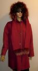 Warm vintage red EPSILON CANADA lined pure wool coat with fur trimmed hood. M  