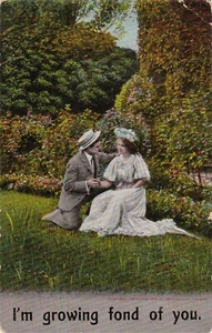 Postcard I'm Growing Fond Of You Romantic Theochrom Comic 1909 Posted Sioux City - Picture 1 of 2