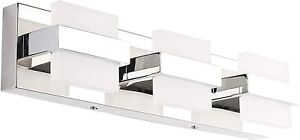 SOLFART Dimmable LED Modern Vanity Over Mirror 3 Lights Acrylic Stainless Steel
