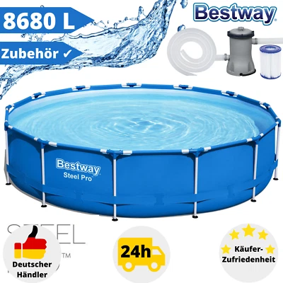 Bestway Steel Pro Frame Pool Schwimmbecken Gartenpool Ø 396x84 Filterpumpe Set - Bild 1 von 4