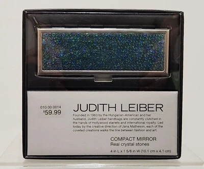 Judith Leiber Turquoise Crystal Compact Mirror Slim Pocket NEW - Image 1 of 4