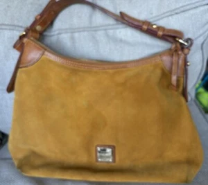 Dooney & Bourke Suede hobo/Shoulder Bag (Peanut Brittle) Palomino Leather GUC - Picture 1 of 7