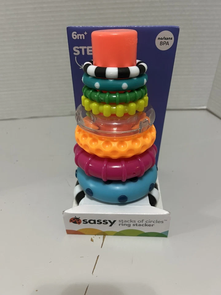 Sassy Stacks Of Circles Stacking Ring STEM Learning Toy, Age 6+ Months, Multi, 9 - Image 1 of 1