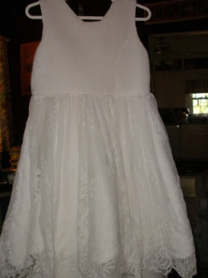 Biscotti Girls Lace Party Dress Ruffle White High Low Hem Dress Size 5 - Image 1 of 4