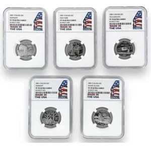 2001 S Silver Quarter 5 Coin Set NGC PF70 UC  Proof PR70 - Picture 1 of 2